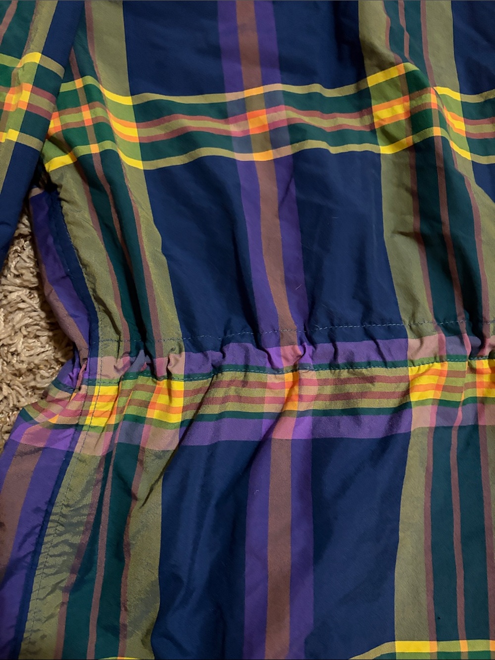 Polo Ralph Lauren Madras Plaid Hooded Anorak Jacket in Navy, Green & Yellow Y2K - Picture 9 of 10